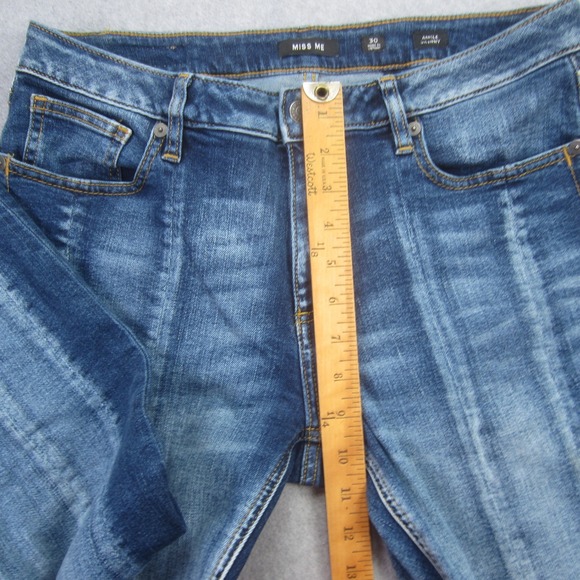 Miss Me Jeans Women30 Blue Ankle Skinny Distressed Raw Hem Two Tone - Picture 10 of 13